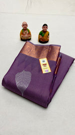 Load image into Gallery viewer, Classic Mauve &amp; Light Grey Kanchipuram Handloom Silk Saree SS25682
