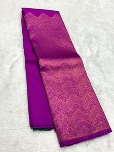 Classic Purple Violet & Pine Green 2gm Zari Elegance Kanchipuram Handloom Silk Saree SS25439