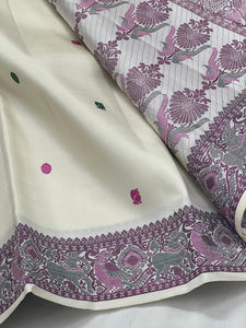 Classic Butter Cream Kanchipuram Handloom Silk Saree SS25894