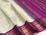Load image into Gallery viewer, Classic Cream &amp; Wine Red 2gm Zari Vaira Oosi Zari Butta Elegance Kanchipuram Handloom Silk Saree SS28303

