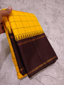 Classic Sunny Yellow & Charcoal Black Elegance Kanchipuram Handloom Silk Saree SS23617