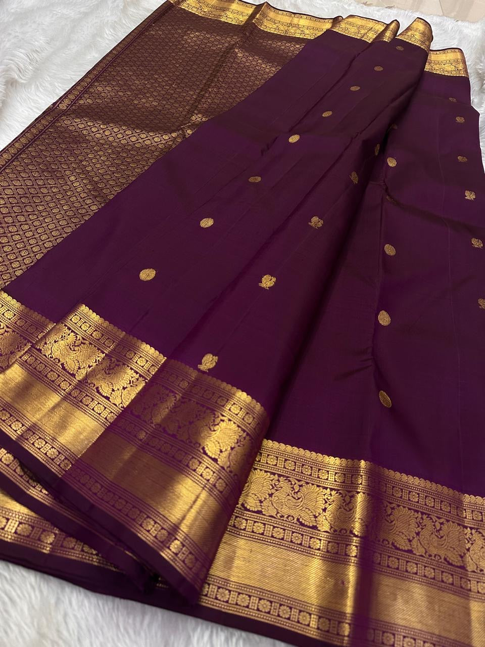 Classic Berry Jam 2gm Zari Elegance Kanchipuram Handloom Silk Saree SS23749