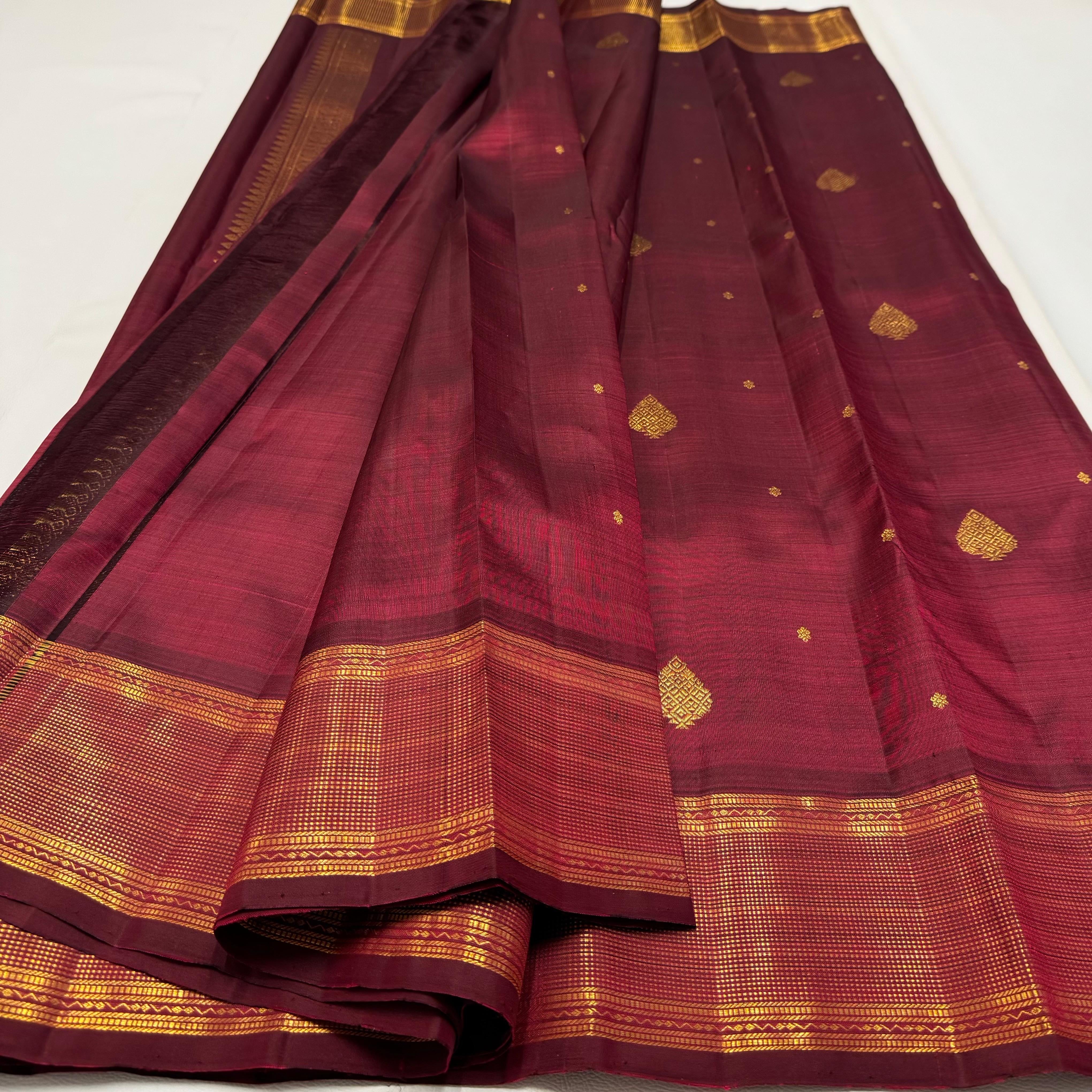 Classic Maroon 1gm Zari Elegance Kanchipuram Handloom Silk Saree SS24770