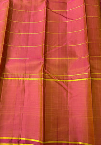 Classic Spring Green & Peachy Rose Elegance Kanchipuram Handloom Silk Saree SS24526