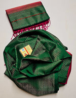 Load image into Gallery viewer, Classic Green &amp; Cherry Red Double Warp Elegance Soft Silk Saree SS24228
