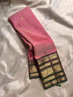 Load image into Gallery viewer, Classic Pink &amp; Olive Green 2gm Zari Elegance Kanchipuram Handloom Silk Saree SS24778
