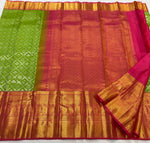 Load image into Gallery viewer, Classic Kelly Green &amp; Fuchsia Pink 2gm Zari Brocade Bridal Elegance Kanchipuram Handloom Silk Saree SS23643
