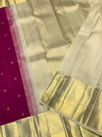Load image into Gallery viewer, Classic Deep Pink &amp; Champagne Cream 2gm Zari Elegance Kanchipuram Handloom Silk Saree SS28293
