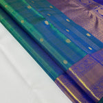 Load image into Gallery viewer, Classic  Peacock Green &amp; Violet 2gm Zari Elegance Kanchipuram Handloom Silk Saree SS28389
