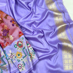 Load image into Gallery viewer, Classic Grapefruit Rose &amp; Lavender Banarasi Katan Elegance Handloom Silk Saree SS28586
