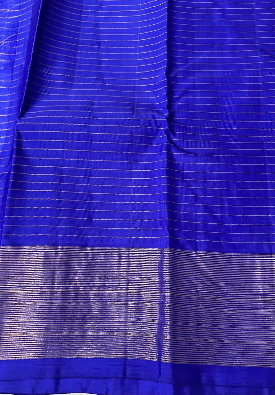 Classic Kelly Green & Royal Blue 2gm Zari Elegance Kanchipuram Handloom Silk Saree SS24133