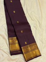 Load image into Gallery viewer, Classic Dark Coffee Brown 2gm Zari Vintage Elegance Kanchipuram Handloom Silk Saree SS27659
