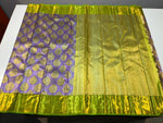 Load image into Gallery viewer, Classic Floral Lavender &amp; Green Elegance Kanchipuram Handloom Silk Saree SS27601

