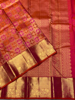 Load image into Gallery viewer, Classic Pink Dual Toned 2gm Zari Brocade Bridal Elegance Kanchipuram Handloom Silk Saree SS27035
