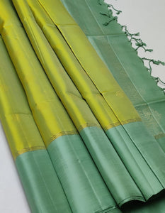 Pastel Spring Green & Sea Green Elegance Handloom Soft Silk Saree SS20531