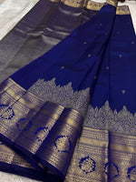Load image into Gallery viewer, Classic Royal Blue Silver Bridal Elegance Kanchipuram Handloom Silk Saree SS27247
