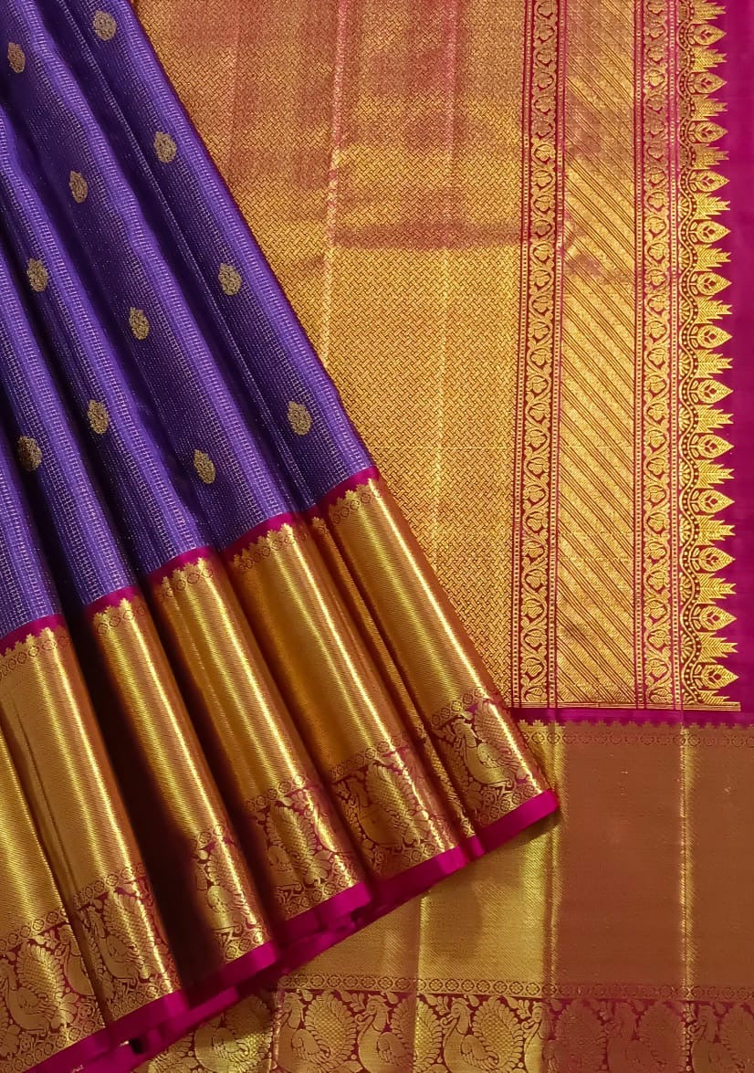 Classic Lavender & Wine Red Elegance Kanchipuram Handloom Silk Saree SS23696