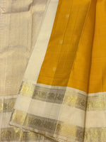 Load image into Gallery viewer, Classic Mustard Yellow &amp; OffWhite 2gm Zari Elegance Kanchipuram Handloom Silk Saree SS28271

