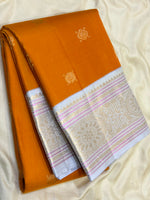 Load image into Gallery viewer, Classic Burnt Orange &amp; Pastel Ice Blue 2gm Zara Elegance Kanchipuram Handloom Silk Saree SS28276
