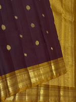 Load image into Gallery viewer, Classic Dark Espresso Brown &amp; Mustard 2gm Zari Vintage Elegance Kanchipuram Handloom Silk Saree SS27667
