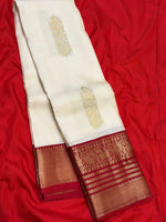 Load image into Gallery viewer, Classic Off White &amp; Brick Red 1gm Zari Elegance Kanchipuram Handloom Silk Saree SS28075
