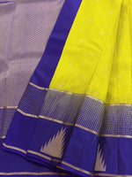 Load image into Gallery viewer, Classic Lime Green &amp; Royal Blue Elegance Kanchipuram Handloom Silk Saree SS28635
