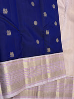 Load image into Gallery viewer, Classic Imperial Blue &amp; Pastel Lilac 2gm Zari Elegance Kanchipuram Handloom Silk Saree SS28269
