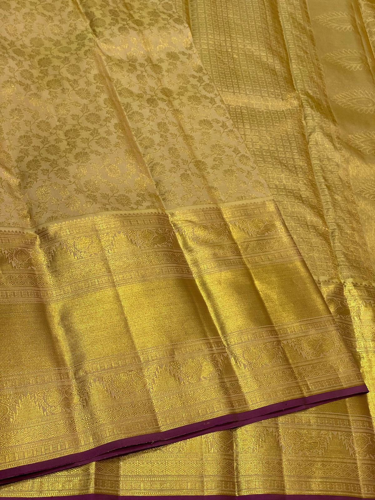 Shimmer Gold & Berry Wine 2gm Zari Elegance Bridal Kanchipuram Handloom Silk Saree SS24376