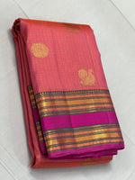 Load image into Gallery viewer, Classic Peach &amp; Fuchsia Pink 2gm Zari Kanchipuram Handloom Silk Saree SS26189
