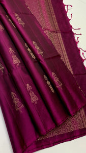 Classic Wine Purple Elegance Handloom Soft Silk Saree SS24428