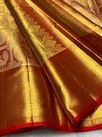 Load image into Gallery viewer, Classic Gold &amp; Red 2gm Zari Brocade Tissue Bridal Elegance Kanchipuram Handloom Silk Saree SS28291
