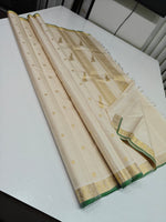 Load image into Gallery viewer, Classic Butter Cream 2gm Zari Vintage Kanchipuram Handloom Silk Saree SS26599
