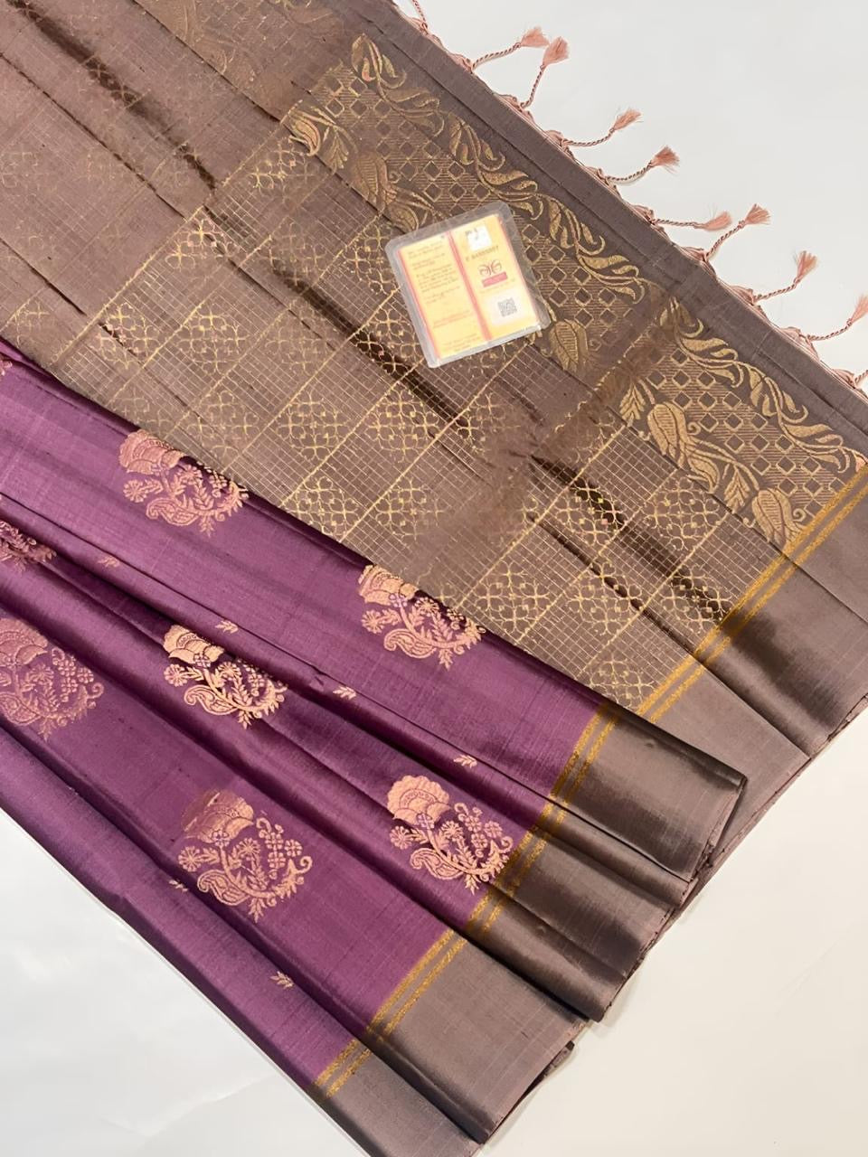 Classic Mauve & Pastel Cocoa Double Warp Elegance Handloom Soft Silk Saree SS23215