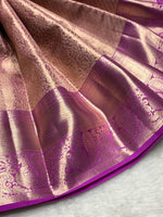 Load image into Gallery viewer, Classic Rhubarb Purple 2gm Zari Bridal Elegance Kanchipuram Handloom Silk Saree SS24821
