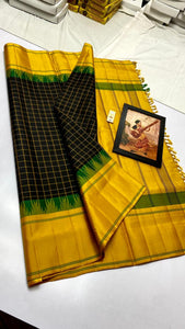 Classic Bottle Green & Mango Yellow Kanchipuram Handloom Silk Saree SS26262