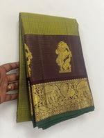 Load image into Gallery viewer, Classic Olive Green &amp; Coffee Brown 2gm Zari Elegance Kanchipuram Handloom Silk Saree SS27351
