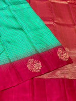 Load image into Gallery viewer, Sea Green &amp; Reddish Pink Elegance Kanchipuram Handloom Silk Saree SS23541
