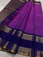Load image into Gallery viewer, Classic Orchid Purple &amp; Steel Blue Kanchipuram Handloom Silk Saree SS26092

