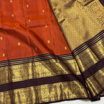 Load image into Gallery viewer, Classic Burnt Orange &amp; Dark Coffee Brown 2gm Zari Bridal Elegance Kanchipuram Handloom Silk Saree SS27263
