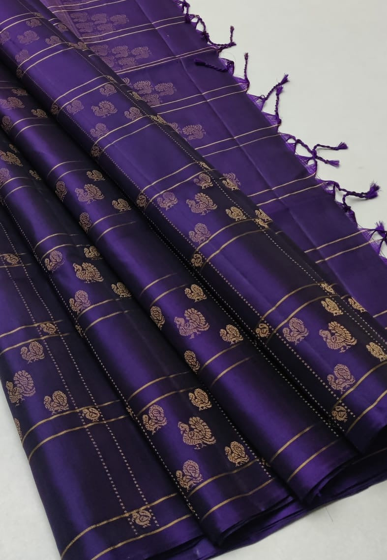 Classic Violet Elegance Handloom Soft Silk Saree SS25877