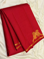 Load image into Gallery viewer, Classic Carmine Red Parrot Butta Small Border 2gm Zari Bridal Elegance Kanchipuram Handloom Silk Saree SS28368

