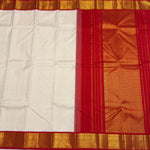 Load image into Gallery viewer, Classic White &amp; Dark Red Elegance Kanchipuram Handloom Silk Saree SS27375
