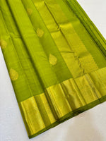 Load image into Gallery viewer, Classic Olive Green Elegance Kanchipuram Handloom Silk Saree SS24322
