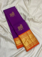 Load image into Gallery viewer, Classic Vadamalli &amp; Orange 1gm Zari Korvai Bridal Elegance Kanchipuram Handloom Silk Saree SS28115
