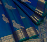 Load image into Gallery viewer, Classic Peacock Blue Elegance Kanchipuram Handloom Silk Saree SS27656
