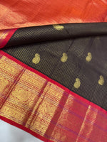Load image into Gallery viewer, Classic Dark Chocolate Brown &amp; Brick Red 2gm Zari Elegance Kanchipuram Handloom Silk Saree SS28594
