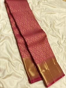 Classic Creamy Rose 2gm Zari Kanchipuram Handloom Silk Saree SS25618