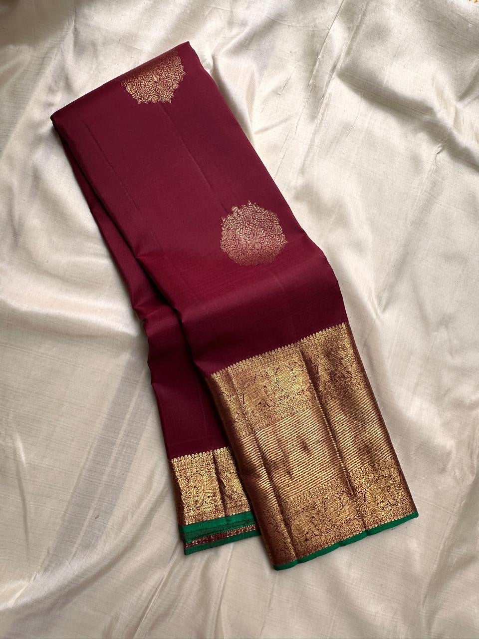 Classic Barn Red 2gm Zari Bridal Elegance Kanchipuram Handloom Silk Saree SS26272