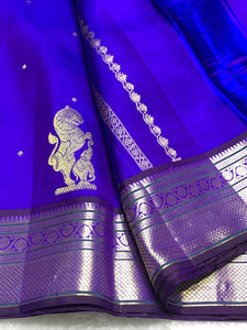 Classic Robin Blue 2gm Zari Kanchipuram Handloom Silk Saree SS26500