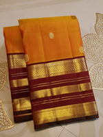 Load image into Gallery viewer, Classic Marmalade Orange &amp; Maroon 2gm Zari Elegance Kanchipuram Handloom Silk Saree SS28201
